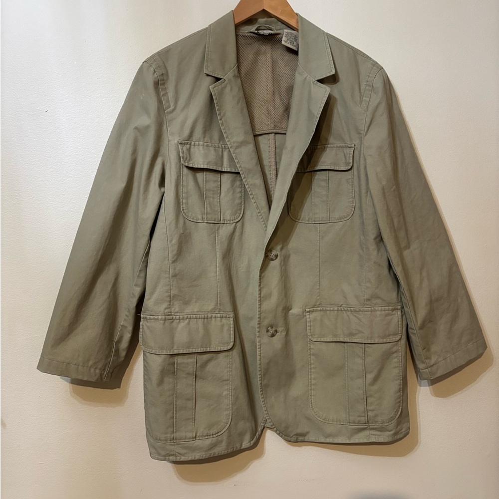 L.L. Bean Men's 40R Field Blazer Elbow pads Safari Jacket with Shoulder Pads